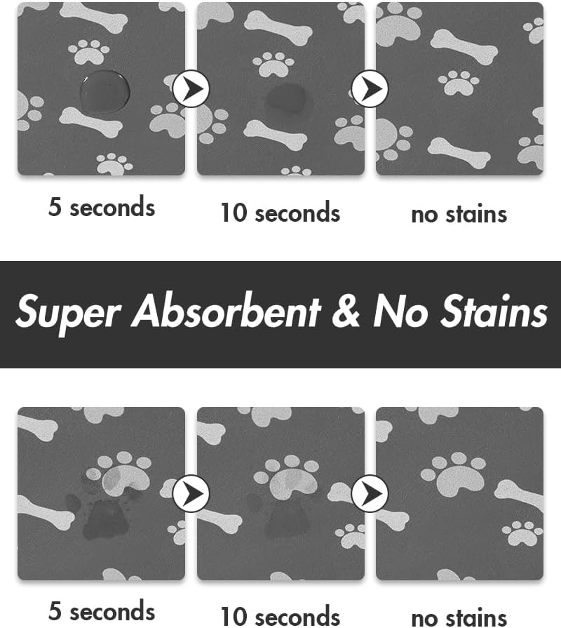 Pet Feeding Mat-Absorbent Dog Food Mat-Mat for Food and Water-No Stains Quick Dry Water Dispenser Mat-Pet Supplies-Dog Placemat for Messy Drinkers 12"X19" Dark Grey