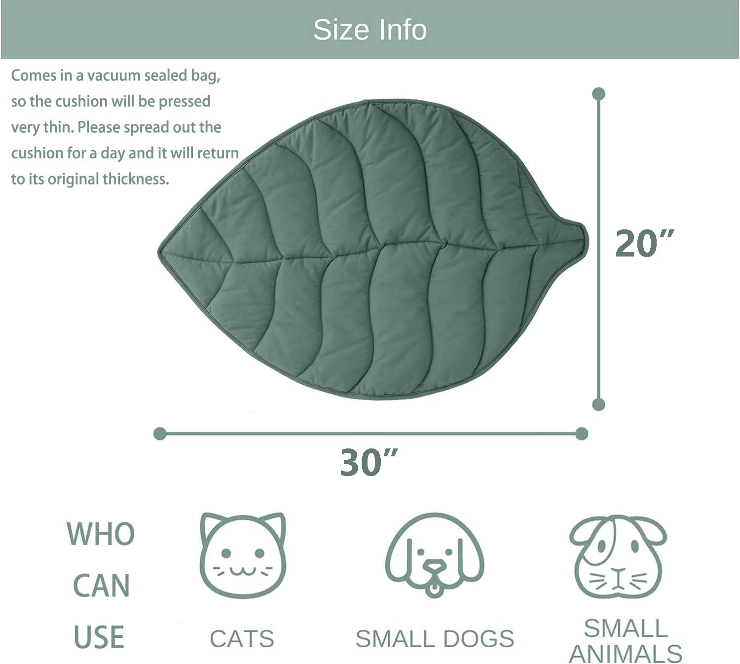 30 X 20 Inch Leaf Shaped Cotton Cat Bed Pad, Warming Cat and Dog Bed Mat, Pet Warming Pad for Cats, Cat Warmer Mat for Feral and Indoor Cats, 2024 Enlarged and Thickened Cat Leaf Beds