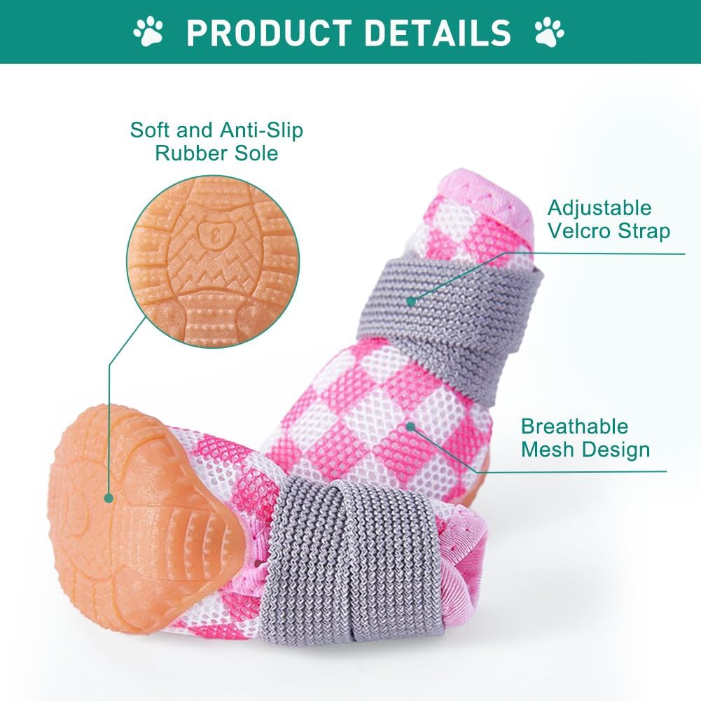 Dog Shoes for Small Dogs,Breathable Dog Boots,Pet Paw Protector for Hot Pavement and Winter Snow,Outdoor Walking and Indoor Hardfloors(Black-Size 3)