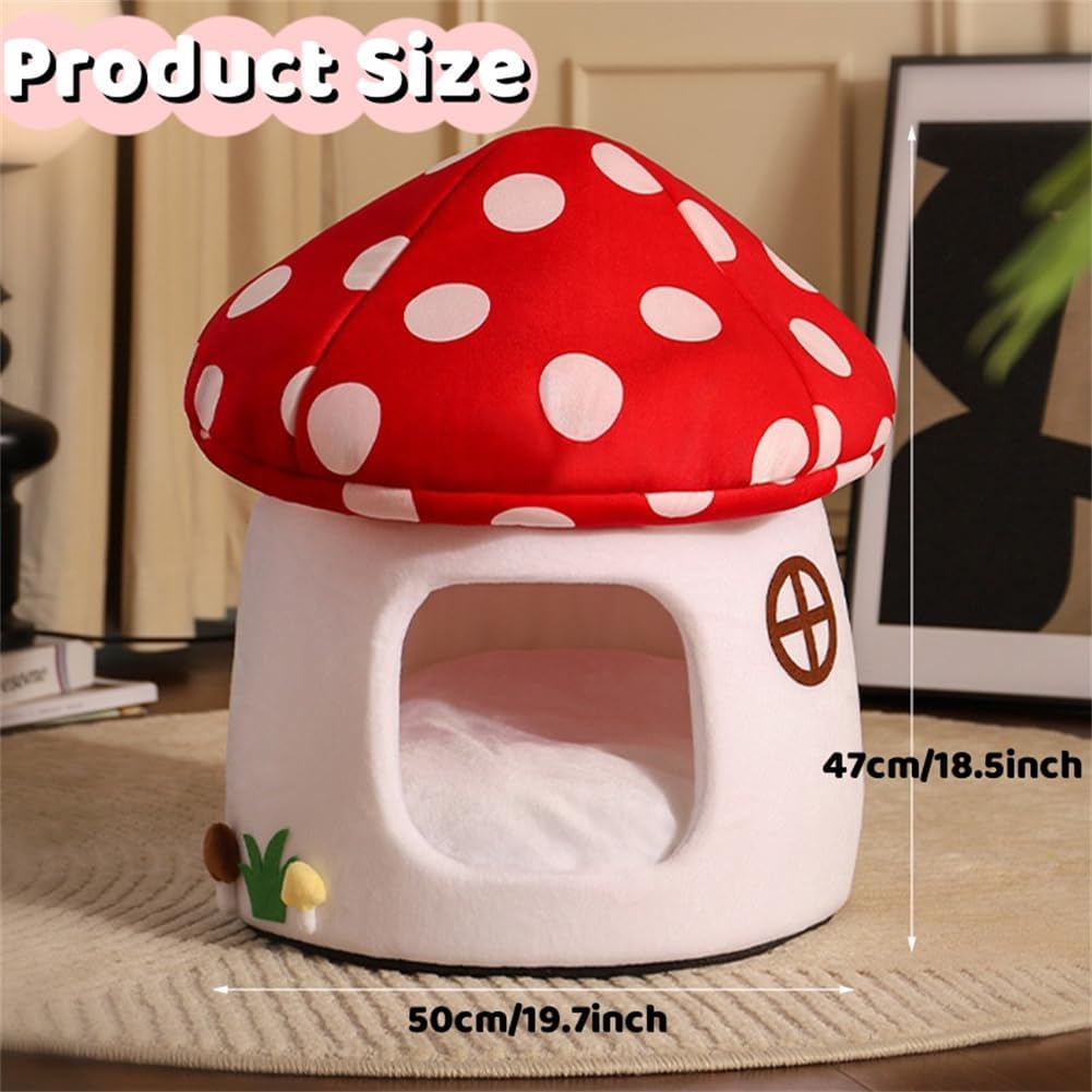 Mushroom Cat Bed Chocolate Cookie Cat Beds for Indoor Cats Mushroom Cow Shape Cat Cave Bed Cat Tent with Removable & Washable Cushion Pillow Cat House Bed for Cats Small Dogs