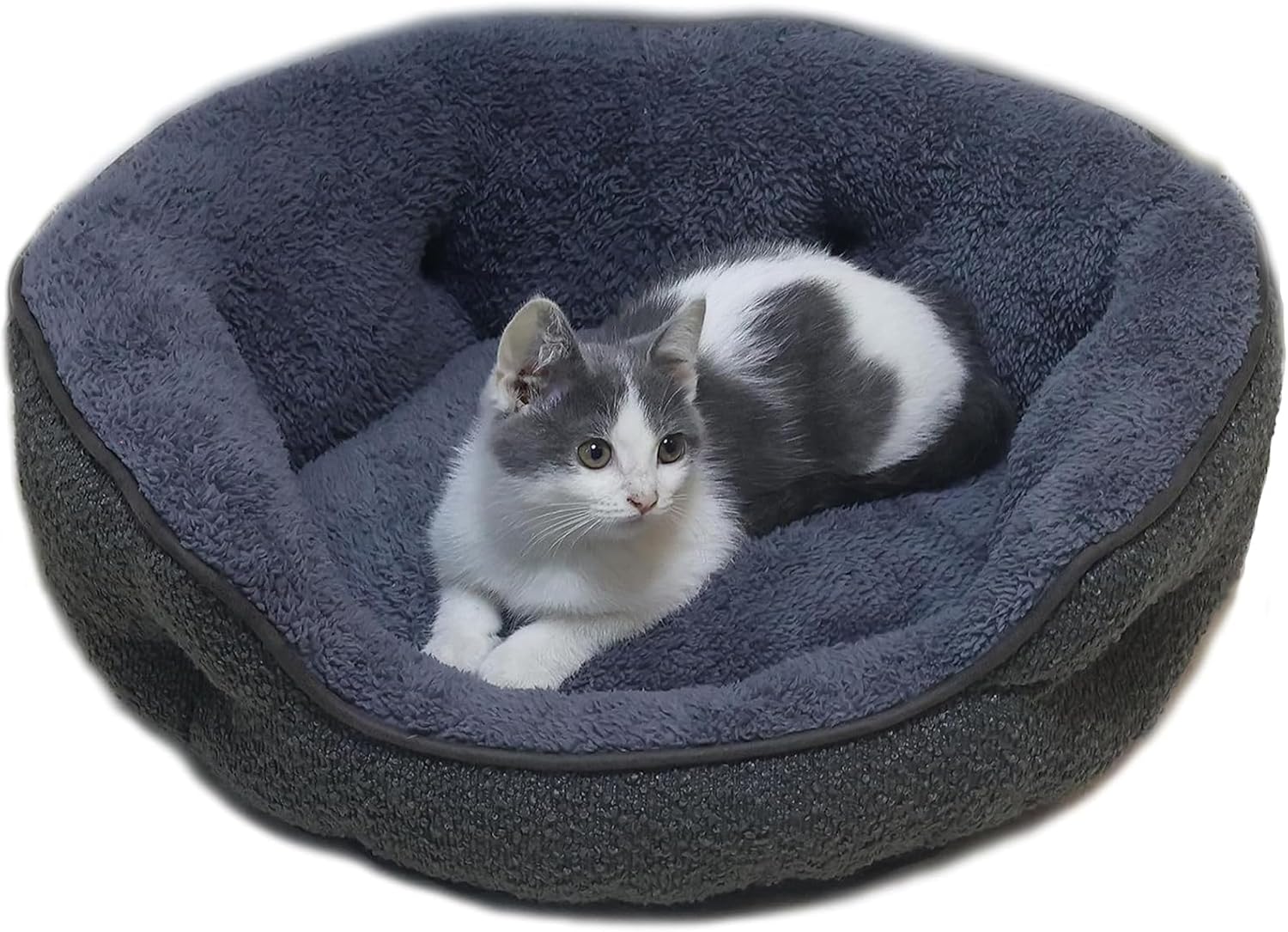 Small Dog Bed for Small Dogs, Cat Beds for Indoor Cats, Cute Round Dog Bed, Washable Dog Bed with Anti-Slip & Water-Resistant Bottom, Super Soft Pet Bed, Luxury Durable Puppy Bed Kitten Bed, Gray