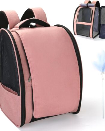 Cat Carrier Backpack, Airline-Approved Cat Puppy Backpack, Pet Travel Backpack with Shield, Foldable Ventilated Pet Carrier with Safety Leash for for Kitten Cat Small Dog Travel Hiking Vet (Pink)