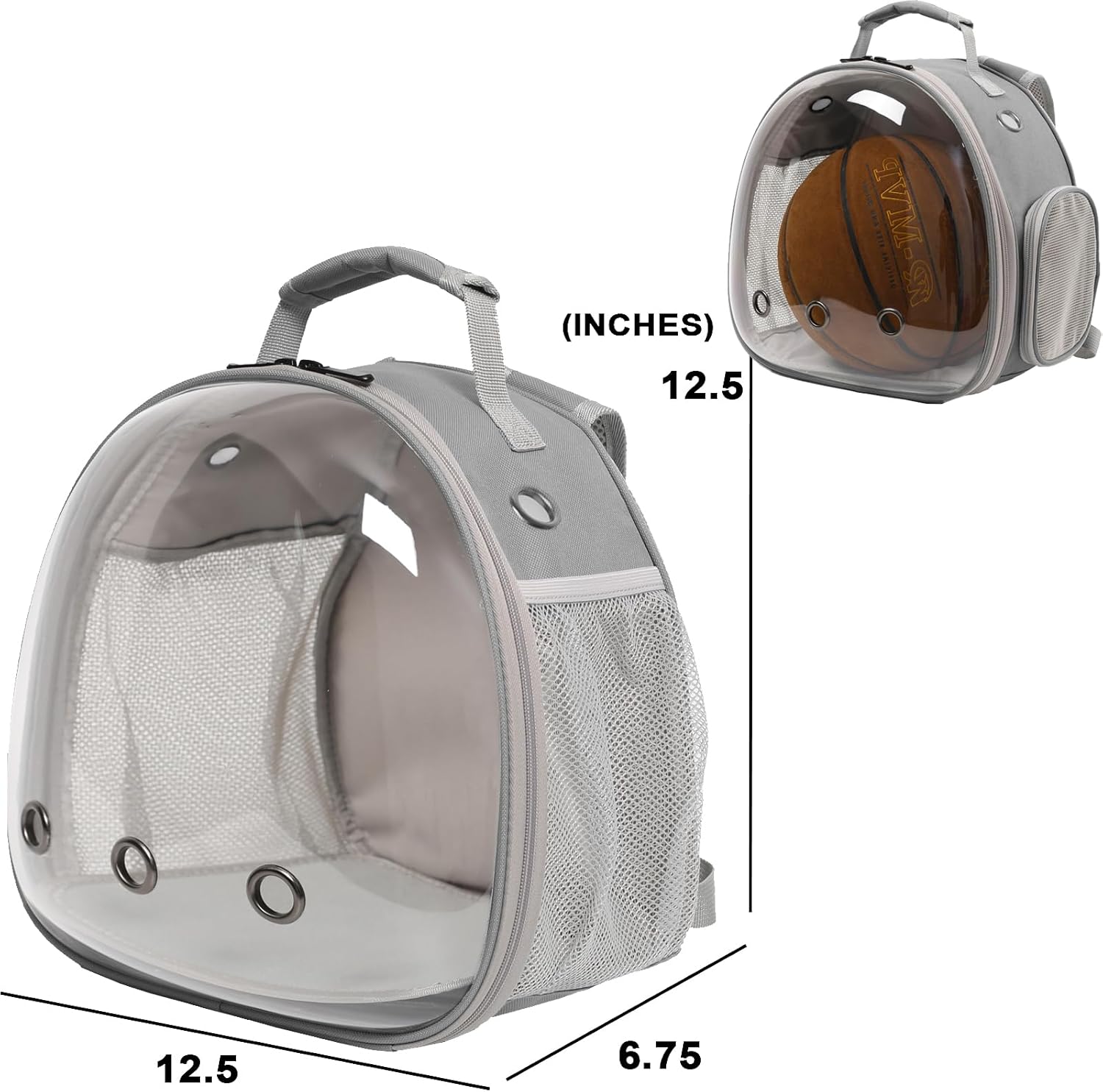 Guinea Pig Backpack Carrier, Reptile Outdoor Used,Bearded Dragon Carrier Backpack with Clear Bubble Window,Small Animal Travel Backpack for Hedgehog Rat Parrot, Airline Approved (Grey, Backpack)
