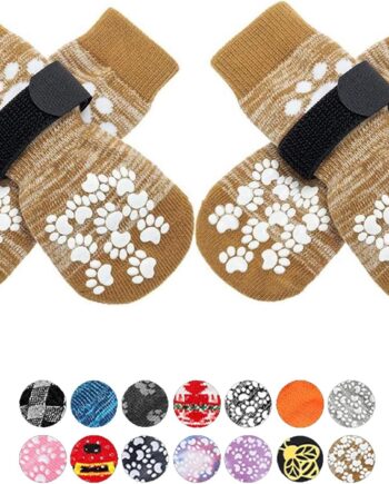 Anti Slip Dog Socks to Prevent Licking Paws, Dog Shoes for Hot Pavement, Dog Booties for Small Medium Large Senior Dogs, Traction Control Boots & Paw Protectors for Hardwood Floors