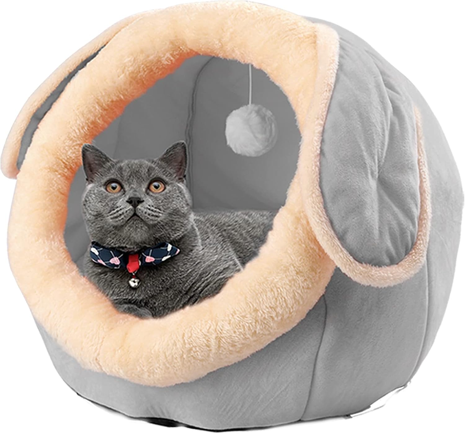Cat Bed for Indoor Cats, Soft Washable Cat House Furniture for Kitten Tent Cave, Cute Pet Beds for Kitten Puppy (Grey)