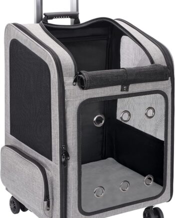 Extra Large Pet Carrier Backpack with Wheels Cats Under 30 Lbs, for Dogs Puppies Rabbits Other Animals Under 25 Lbs, Great for Travel/Hiking/Outdoor Use