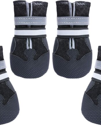 Breathable Dog Boots for Medium Large Dogs,Non-Slip Dog Shoes for Winter Snow and Summer Hot Pavement,Lightweight Paw Protector Dog Booties for Outdoor Walking Indoor Hardwood Floors