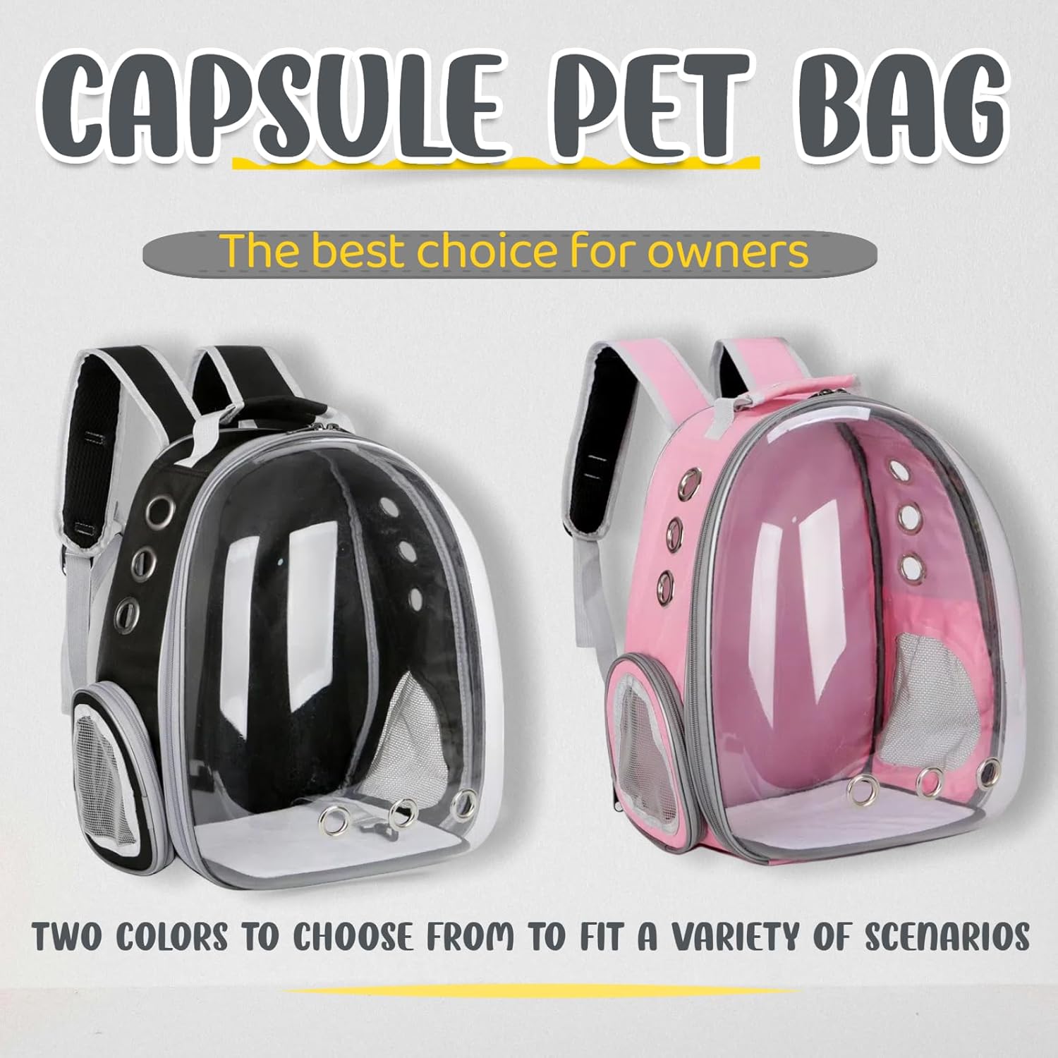 Cat Backpack Bubble, Cats and Dogs Pet Carrier Hard, Suitable for Cats Traveling Cat Bag Carrier, Transparent Outdoor Waterproof Spacecraft Pet Backpack Carrier(Black)