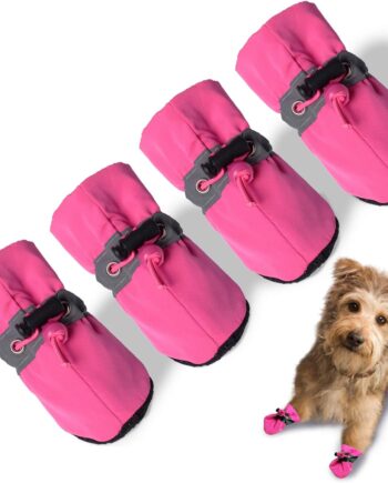 Dog Shoes for Hot Pavement, Anti-Slip Sole Dog Boots & Paw Protector Dog Booties with Reflective Straps Dog Shoes for Small Medium Dogs 4PCS Pink 3
