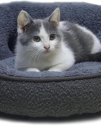 Small Dog Bed for Small Dogs, Cat Beds for Indoor Cats, Cute Round Dog Bed, Washable Dog Bed with Anti-Slip & Water-Resistant Bottom, Super Soft Pet Bed, Luxury Durable Puppy Bed Kitten Bed, Gray