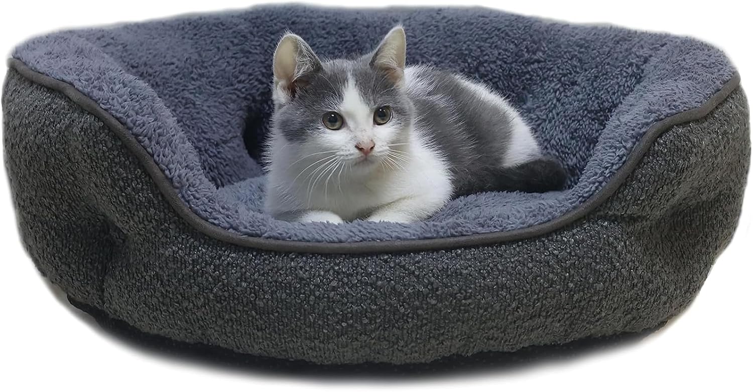 Small Dog Bed for Small Dogs, Cat Beds for Indoor Cats, Cute Round Dog Bed, Washable Dog Bed with Anti-Slip & Water-Resistant Bottom, Super Soft Pet Bed, Luxury Durable Puppy Bed Kitten Bed, Gray