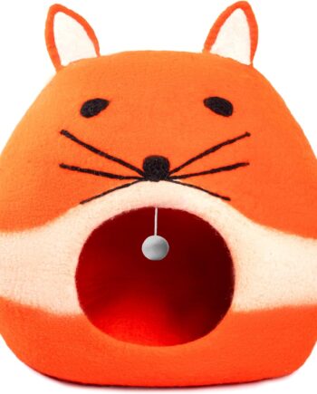 Luxurious Eco-Friendly Merino Wool Cat Cave Bed Sloth - Foldable Hideaway Pod for Indoor Cats - Premium Felt Kitten Beds - Covered Cat House for Ultimate Cozy Comfort