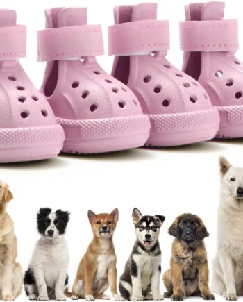 Dog Shoes for Hot Pavement,Non-Slip Waterproof Breathable Easy to Clean Put On and Take Off Dog Boots,Paw Protector for Hot Summer Roads Winter Snow (Pink, Size 8:(3.15"x2.56")(L*W))