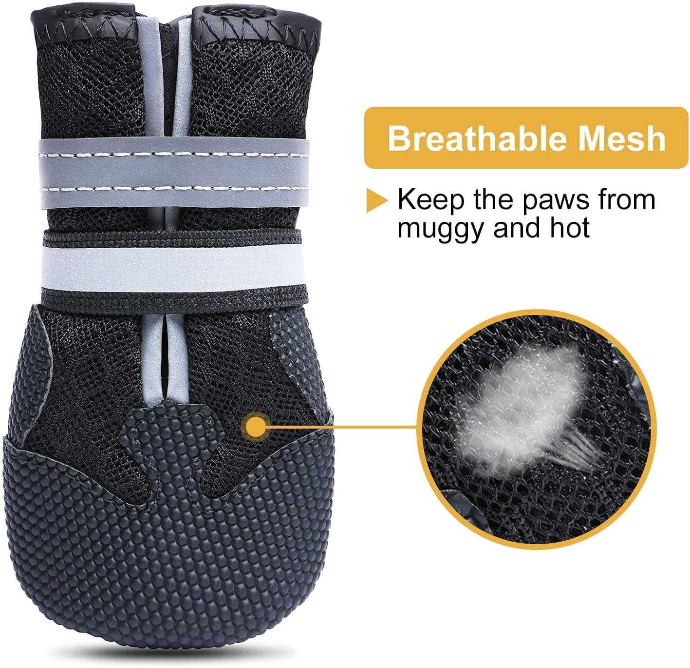 Breathable Dog Boots for Medium Large Dogs,Non-Slip Dog Shoes for Winter Snow and Summer Hot Pavement,Lightweight Paw Protector Dog Booties for Outdoor Walking Indoor Hardwood Floors