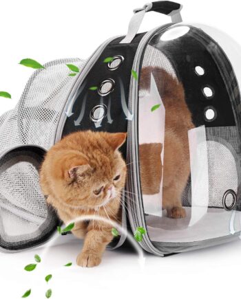 Cat Carrier Backpack, Bubble Expandable Backpack Carrier, Pets and Small Dogs,Airline-Approved, Designed for Travel, Hiking, Walking & Outdoor Use (Back Expandable-Black)