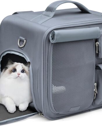 Cat Backpack Carrier Large,Pet Backpack for Dogs and Cats,AirlineApproved,Collapsible,with 3 Ventilated Windows,Designed for Travel, Hiking, Walking & Outdoor Use(Grayish Blue)