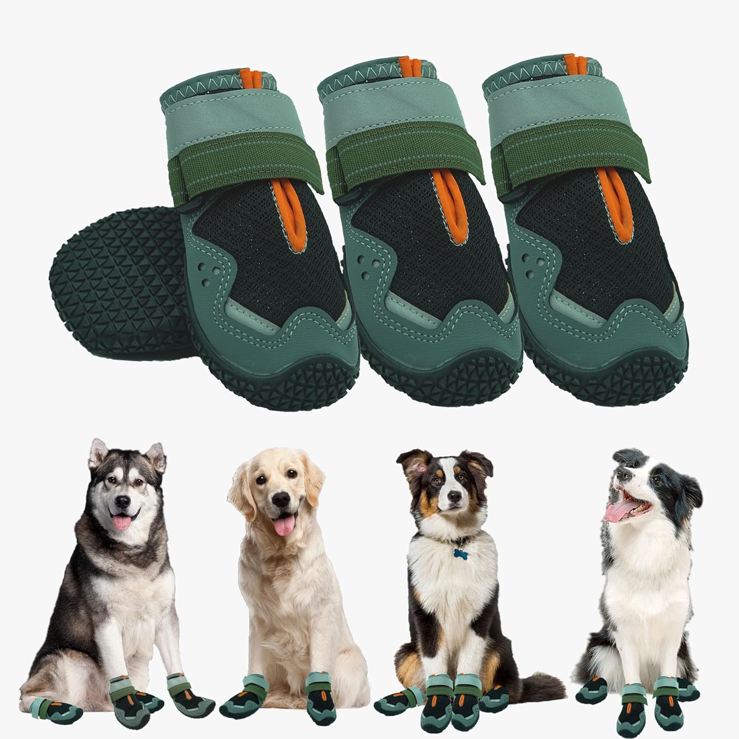 Dog Shoes for Large Medium Small Size Paw Protector, Mesh Breathable Pet Booties Summer Hot Pavement Waterproof with Anti Slip Rubber for Hardwood Floors Outdoor Running Winter Snow (Black)