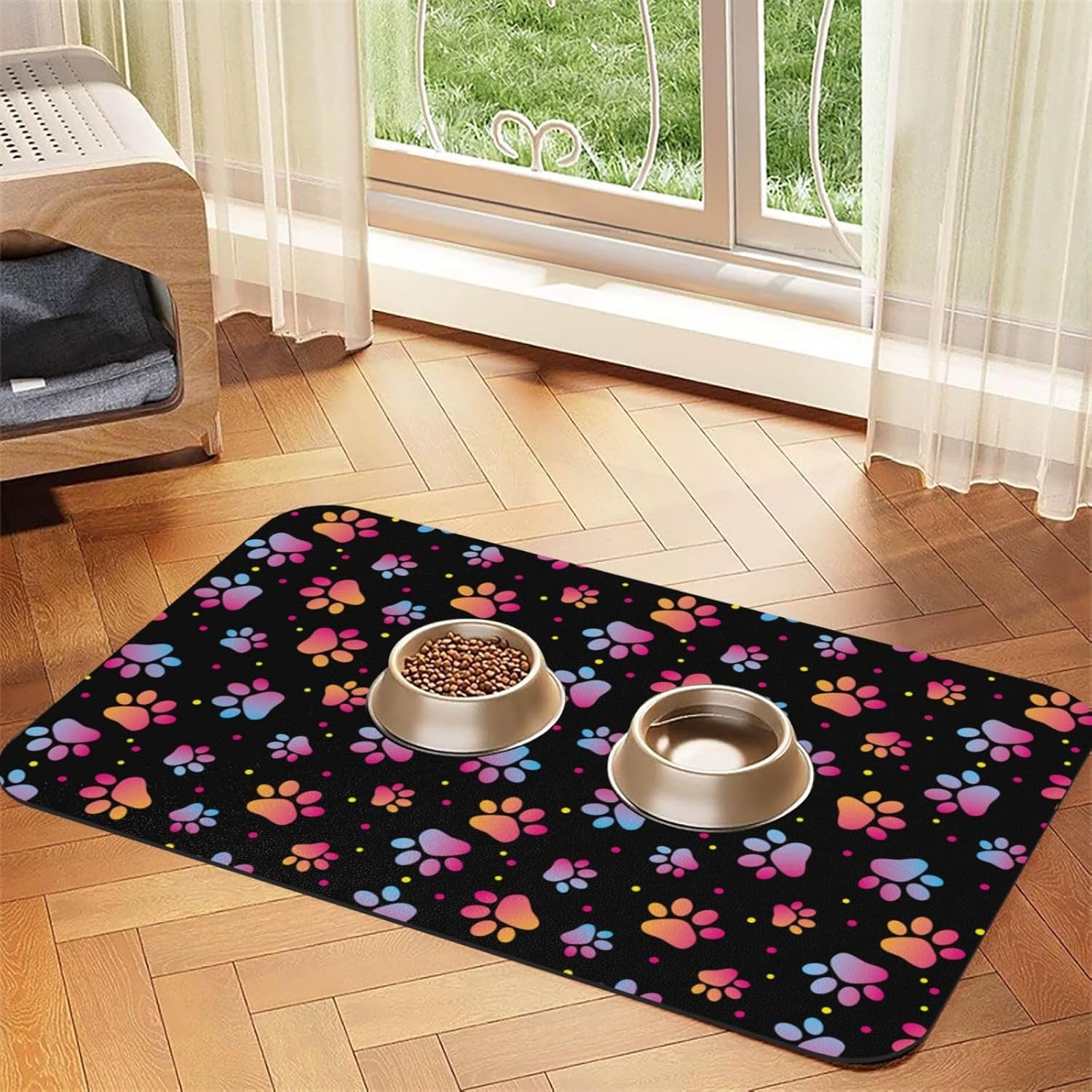 Dog Food Mat Absorbent Bowl Mats No Stains Quick Dry Waterproof Pet Cat Placemats for Food and Water, 30x45cm