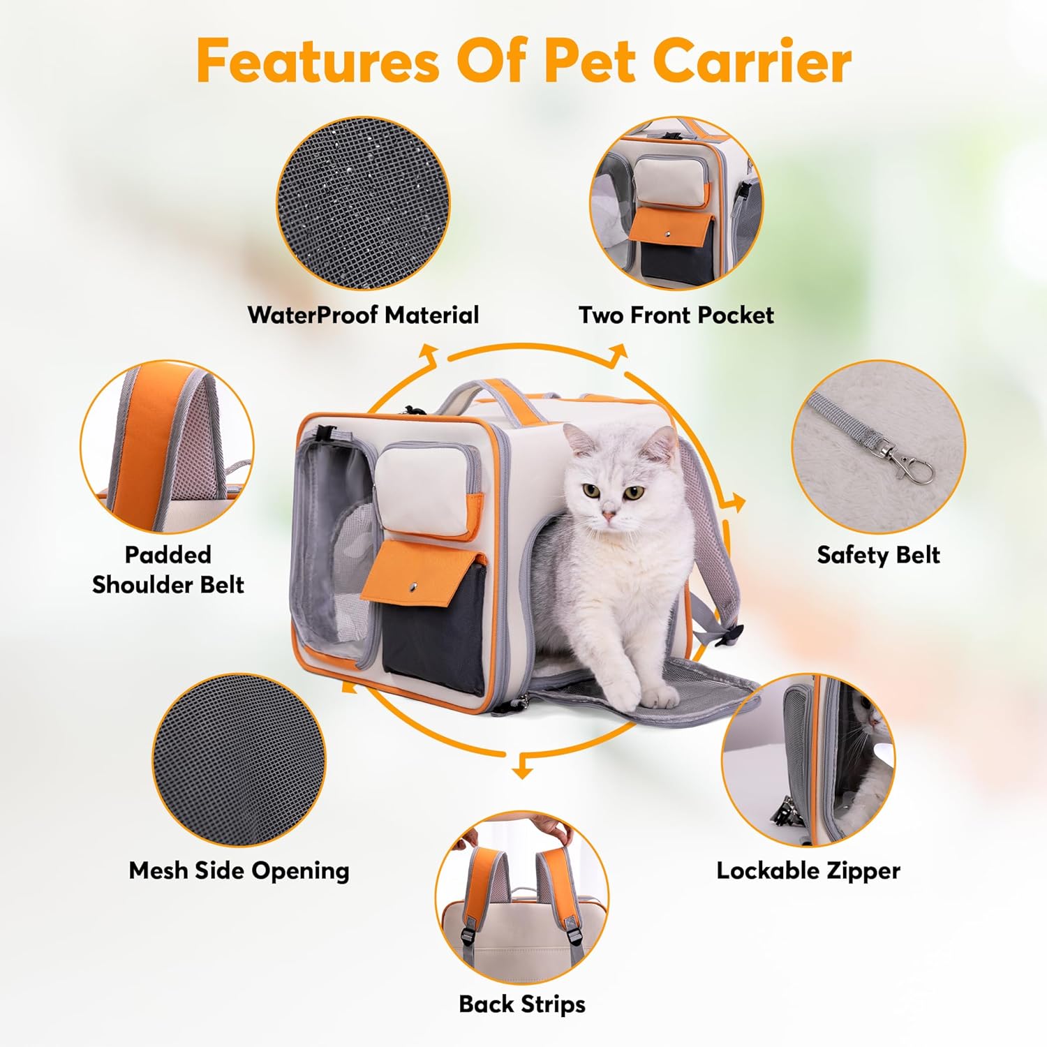 Pet Carrier Airline Approved - Comfortable and Spacious Dog and Cat Carrier - Soft Dog Travel Bag with Pockets and Padded Straps - Breathable Pet Carrier for Small Dogs/Cats/Rabbits and More