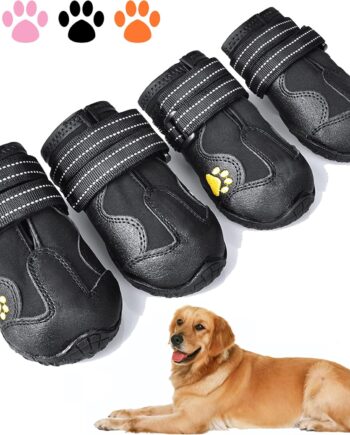 Dog Boots,Waterproof Dog Shoes,Dog Booties with Reflective Rugged Anti-Slip Sole and Skid-Proof,Outdoor Dog Shoes for Medium to Large Dogs 4Pcs-Size6