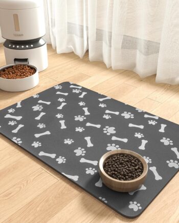 Pet Feeding Mat-Absorbent Dog Food Mat-Mat for Food and Water-No Stains Quick Dry Water Dispenser Mat-Pet Supplies-Dog Placemat for Messy Drinkers 12"X19" Dark Grey