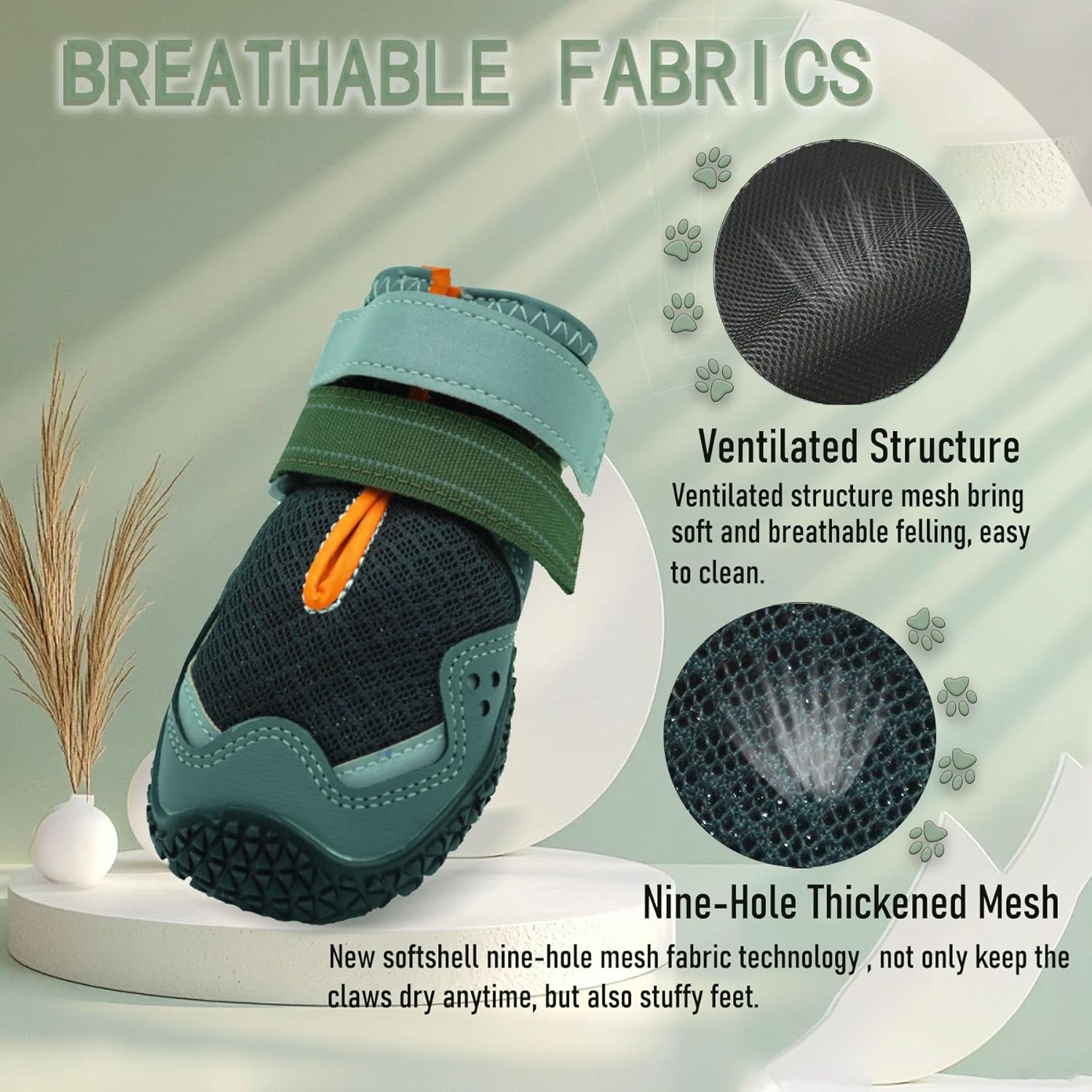 Dog Shoes for Large Medium Small Size Paw Protector, Mesh Breathable Pet Booties Summer Hot Pavement Waterproof with Anti Slip Rubber for Hardwood Floors Outdoor Running Winter Snow (Black)